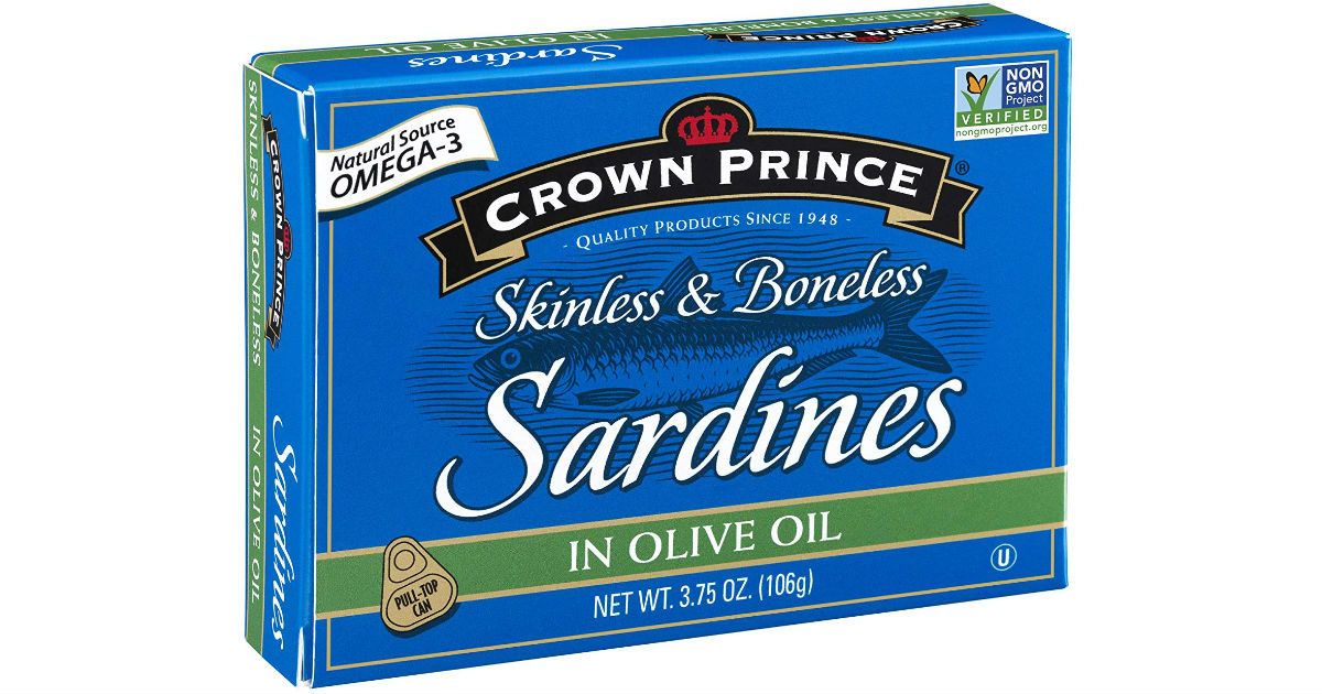 Crown Prince Skinless & Boneless Sardines 12-Pk ONLY $11.40