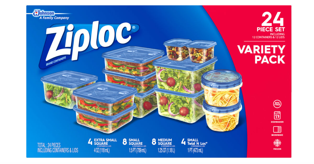 Ziploc Variety Pack Containers & Lids 12-ct ONLY $6.78 (Reg $19)