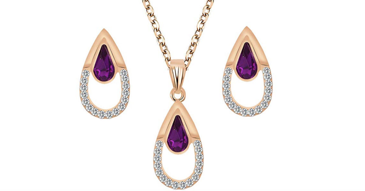 Rhinestone Waterdrop Pendant & Necklace Set ONLY $2.47 Shipped