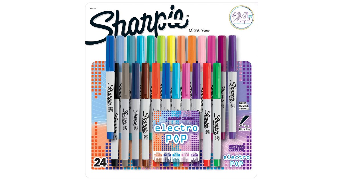 Sharpie Electro Pop Fine Point Markers 24-Count ONLY $10.89