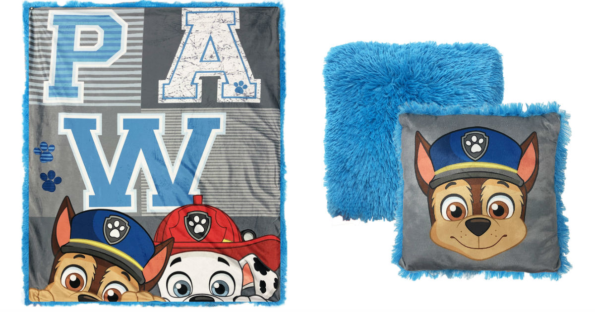 paw patrol blanket and pillow set
