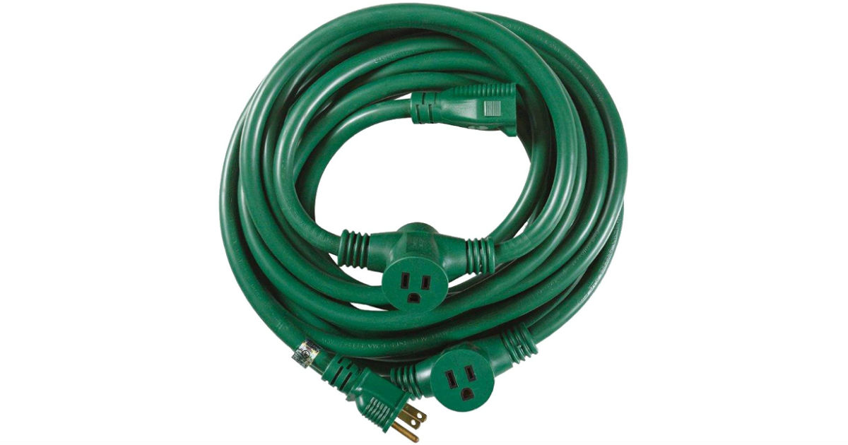 Woods Outdoor Extension Cord w/ Evenly-Spaced Plugs ONLY $12.94