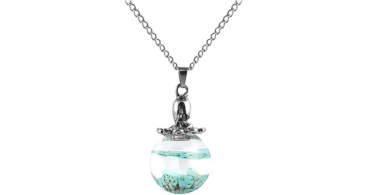 Turquoise Fashion Glass Ball Necklace ONLY $3.99 Shipped