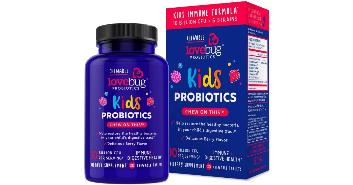 LoveBug Kids Probiotics Chewable 30-Count ONLY $11.96 at Amazon 