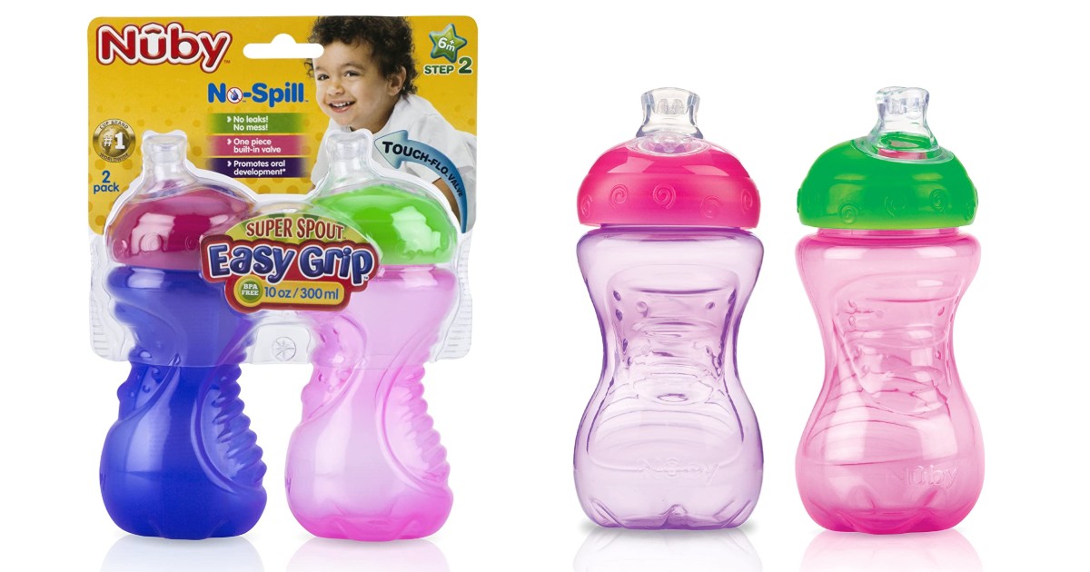Nuby No-Spill Super Spout Easy Grip 10 oz Cup 2-Pack ONLY $5.19