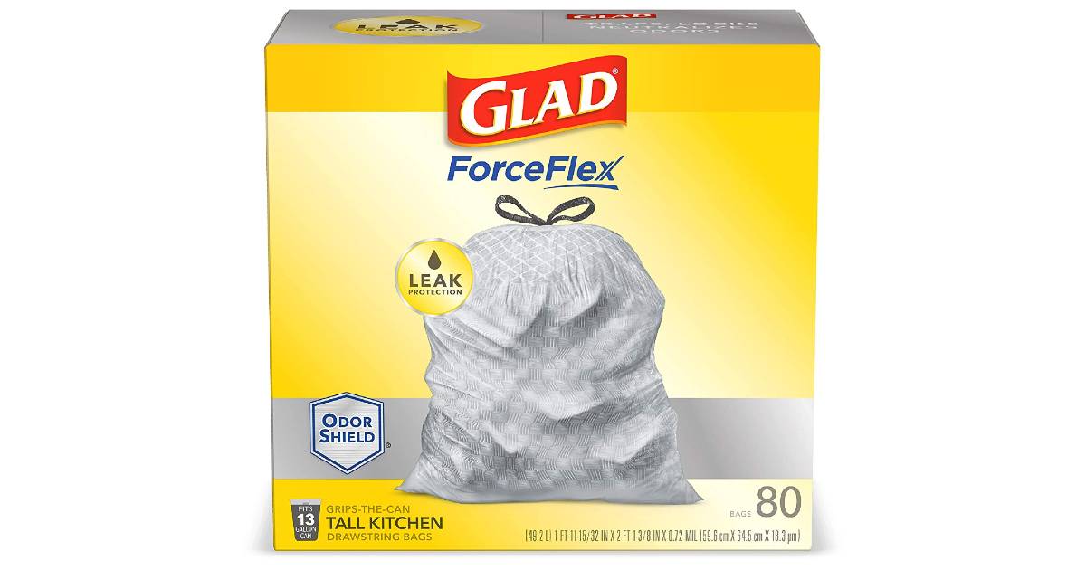 Glad Tall Kitchen Trash Bags 80-Pack for ONLY $10 at Amazon