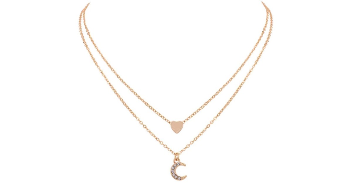 Rhinestone Moon Dangle Necklace ONLY $2 Shipped
