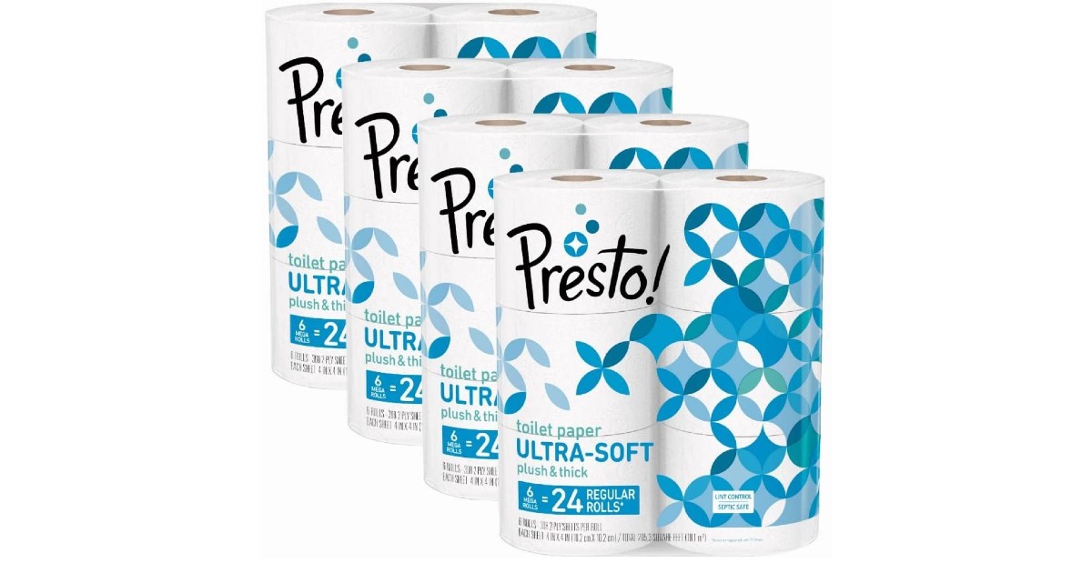 In Stock: Presto! Mega Roll Toilet Paper 24-Ct on Amazon