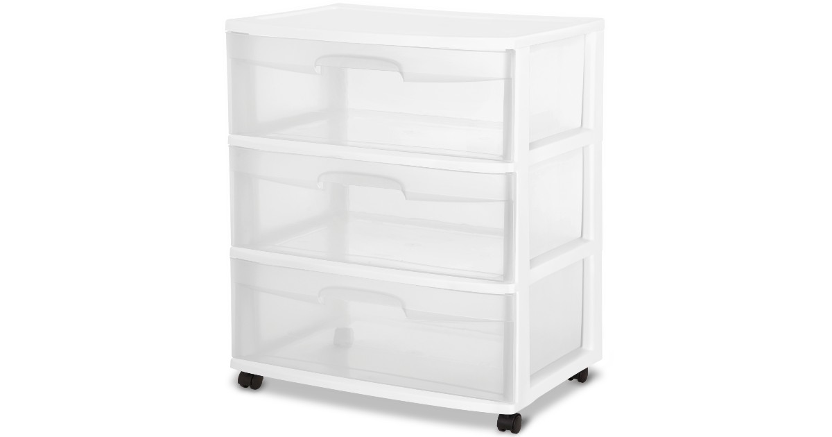 Sterilite Wide 3 Drawer Cart White ONLY $14.96 at Walmart