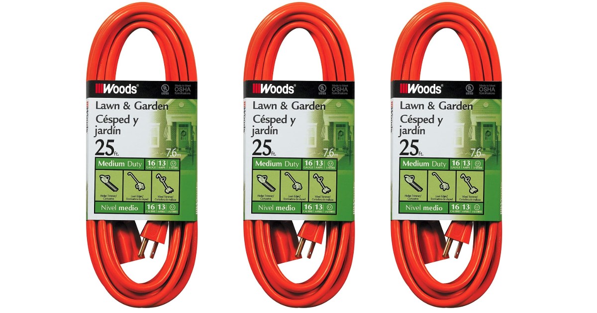 Woods Vinyl Outdoor Heavy Duty Extension Cord ONLY $6 at Amazon