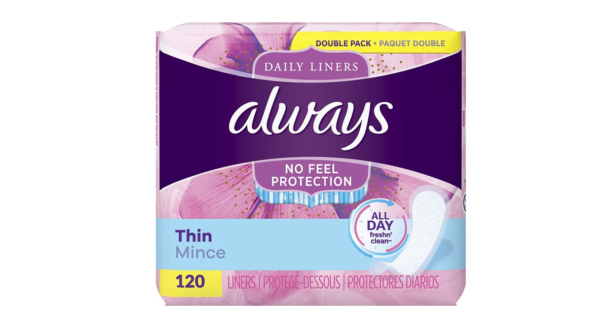 Always Thin Daily Liners 120-Count ONLY $4.78 (Reg. $17)