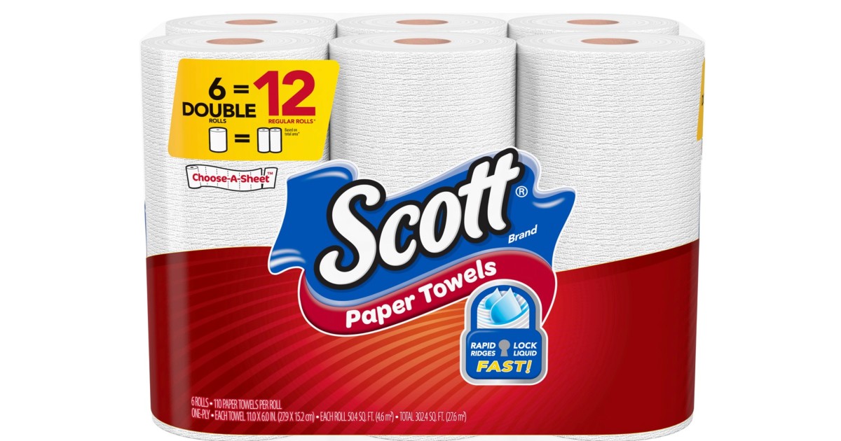 Scott Paper Towels Choose-A-Sheet 6-Rolls ONLY $5.98 at Walmart