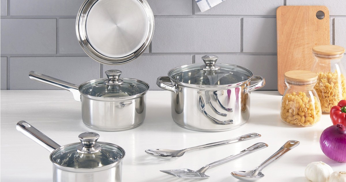 Mainstays Stainless Steel 10-Pc Cookware ONLY $19.88 (Reg $40)