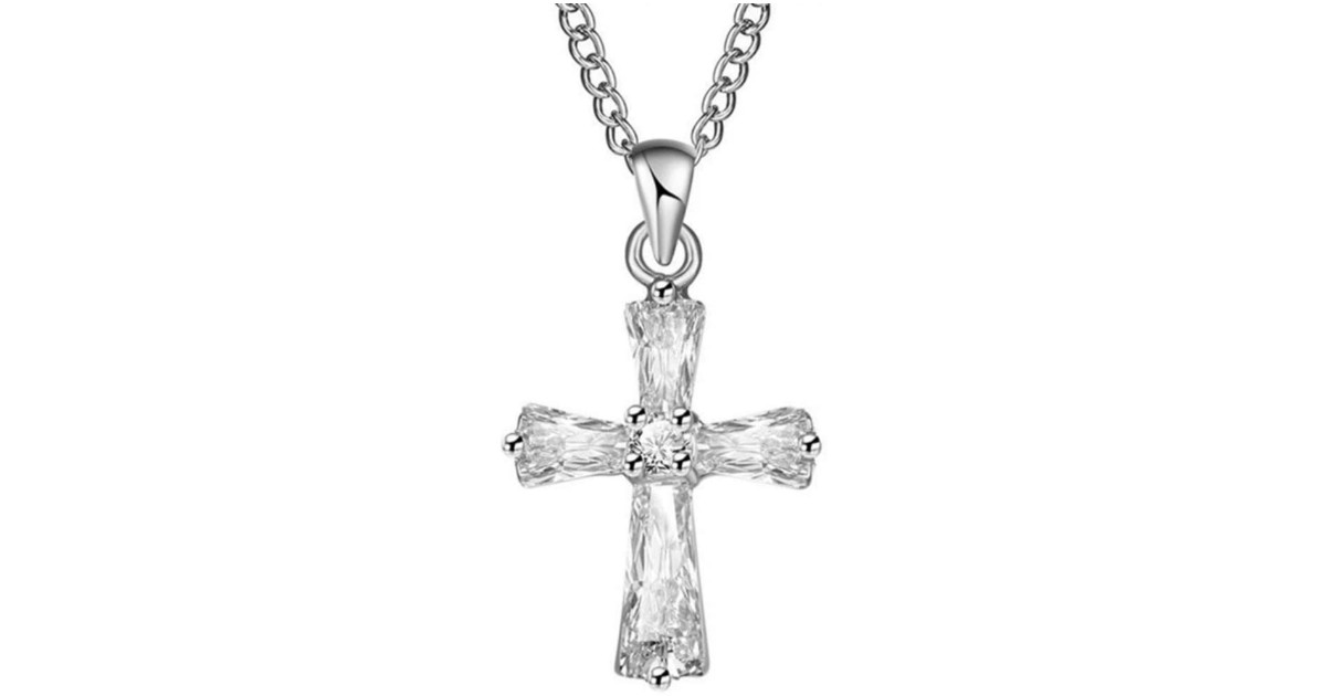 Crystal Cross Pendant Necklace ONLY $1 Shipped