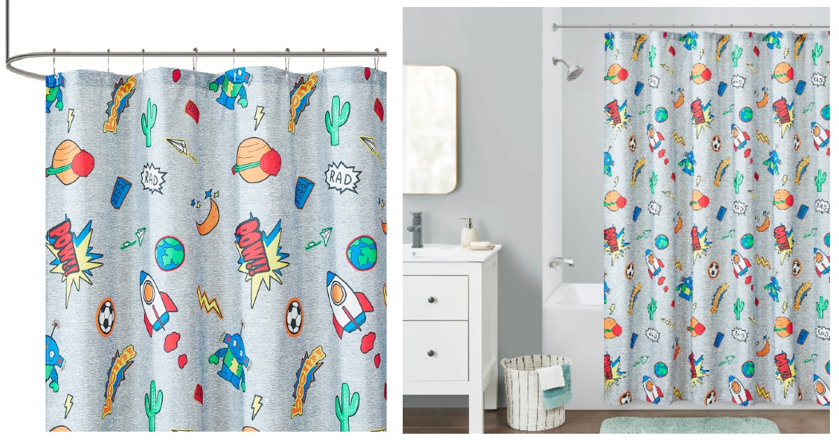 Your Zone Blast Off Printed Shower Curtain ONLY $5 at Walmart