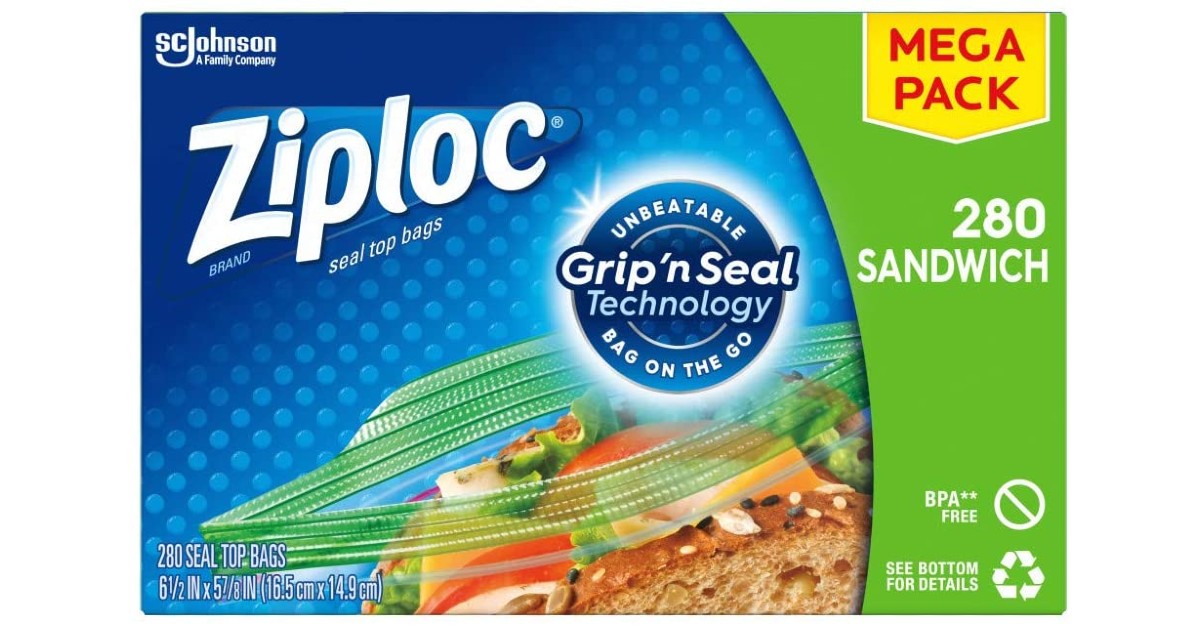 Ziploc 280-Count Sandwich Bags ONLY $6.96 Shipped