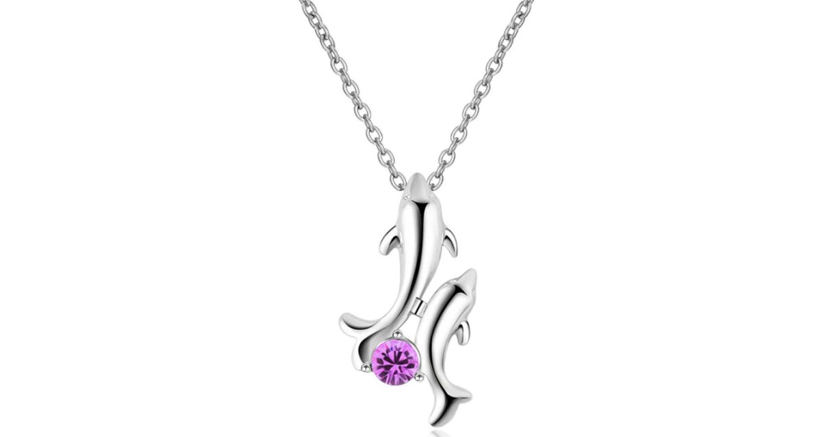 Crystal Rhinestone Dolphin Necklace ONLY $1 Shipped