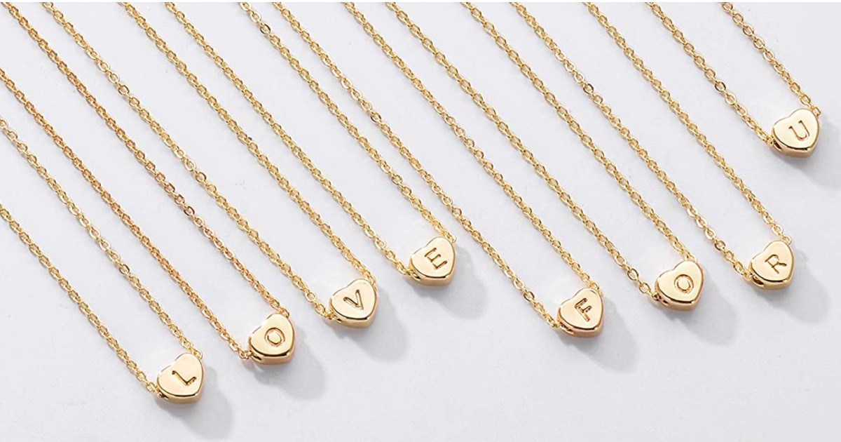 Personalized Letter 14K Gold Heart Necklace ONLY $11.89 at Amazon