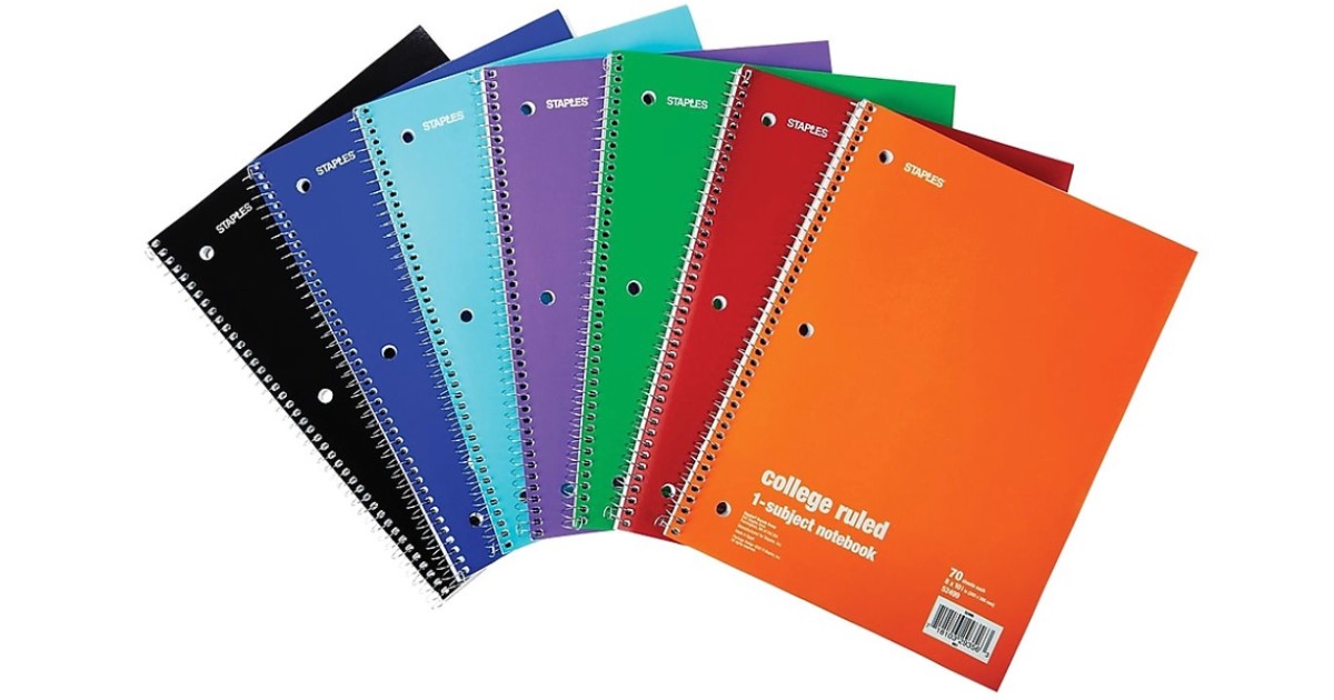 Staples 1-Subject Notebooks College Ruled ONLY 25¢ Each