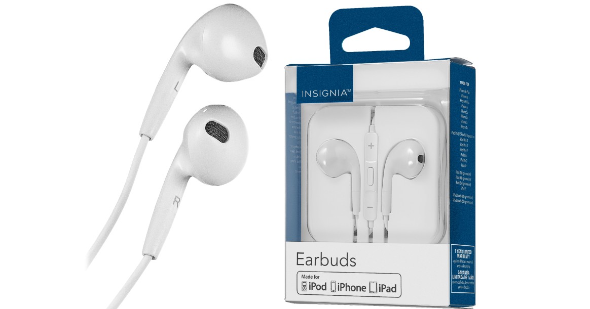 Insignia Wired Earbud Headphones ONLY $9.99 (Reg $20)