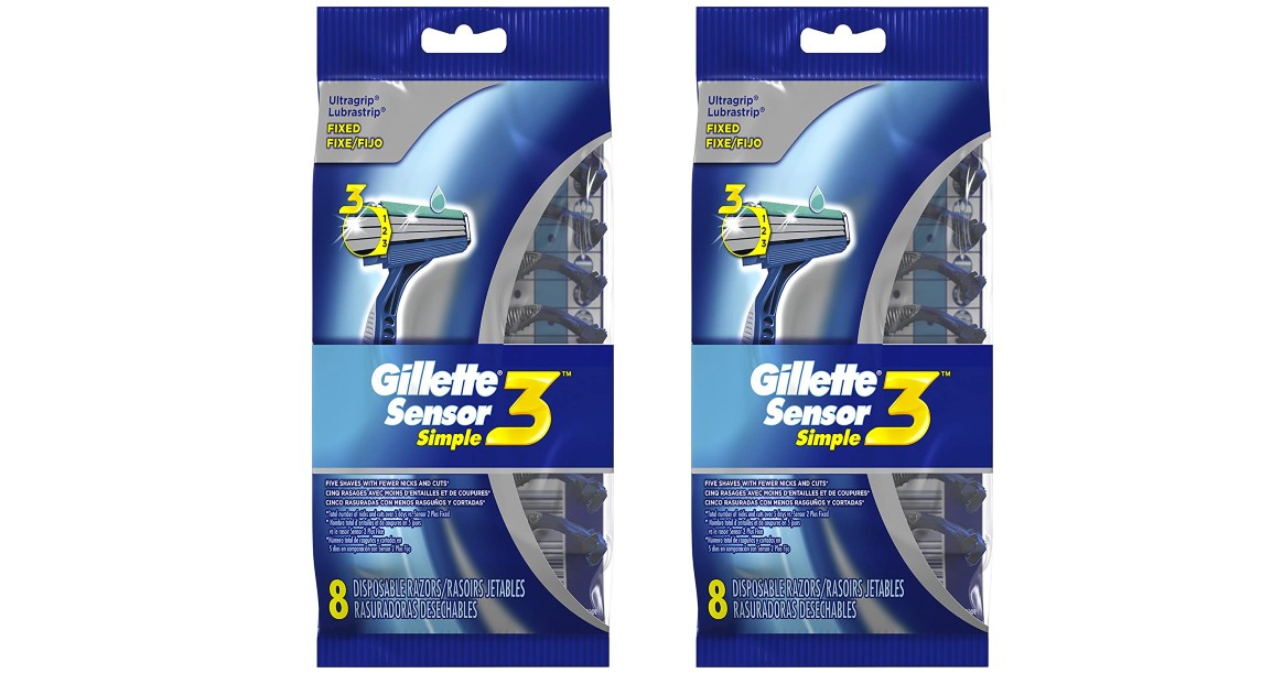 Gillette Sensor3 Simple Men’s Razors 8-ct ONLY $3.54 (Reg $9)