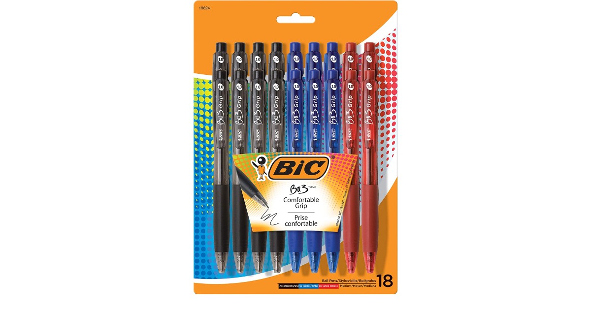 BIC Grip Retractable Ball Pen 18-Count $4.99 (Reg. $10)