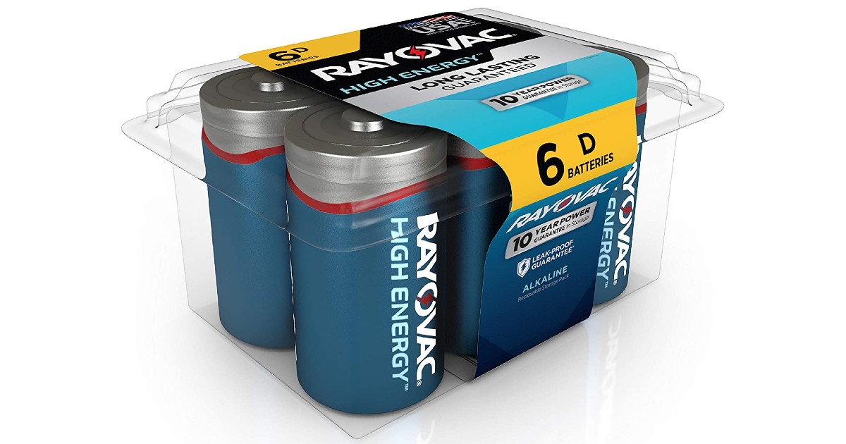 Rayovac D Batteries 6-Pack ONLY $4 at Amazon (Reg $9)