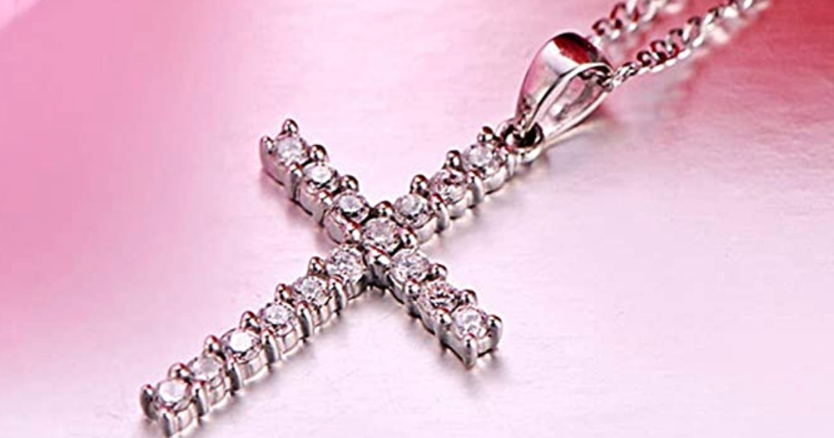 Rhinestone Cross Pendant and Necklace ONLY $1 Shipped