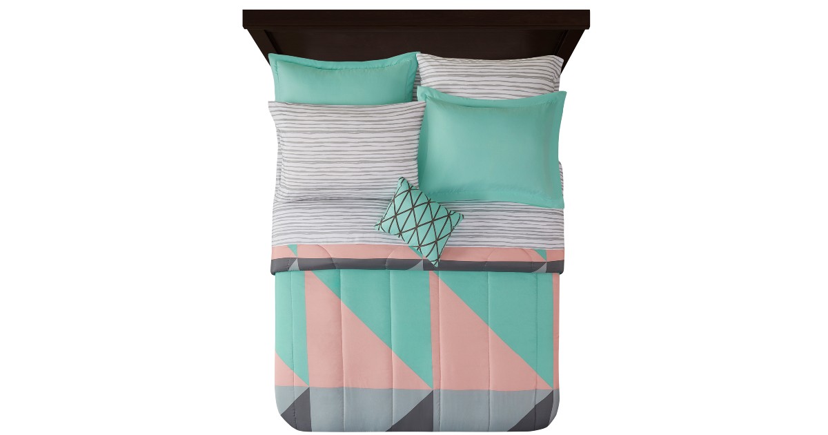 Mainstays Grey & Teal 8 pc Bed in a Bag ONLY $42.99 (Reg $55)