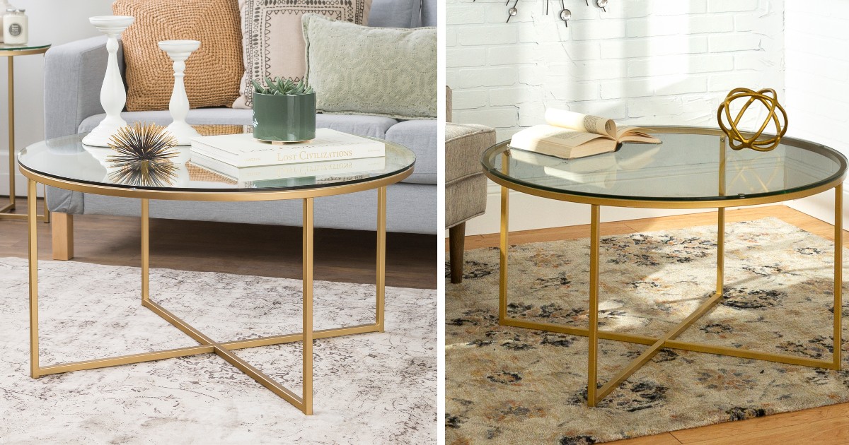 Daisy Glass/Gold Round Coffee Table ONLY $99 (Reg $180)