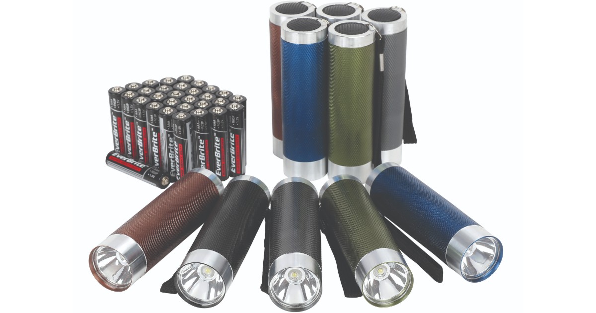 Ozark Trail 10-Pack Aluminum Flashlight + 30 Batteries for $5.97