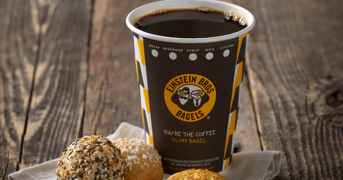 Free Iced or Hot Coffee with Any Purchase at Einstein Bros Bagel Free
