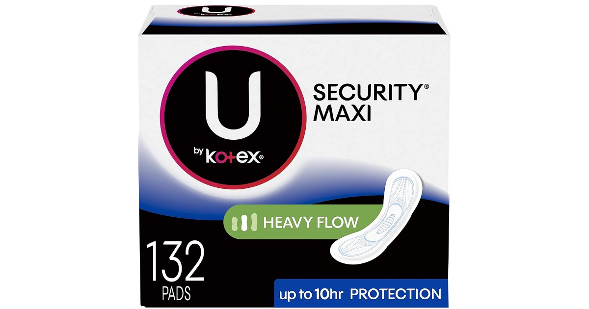 U by Kotex Heavy Flow Maxi Pads 132-ct ONLY $11.95 (Reg $21)