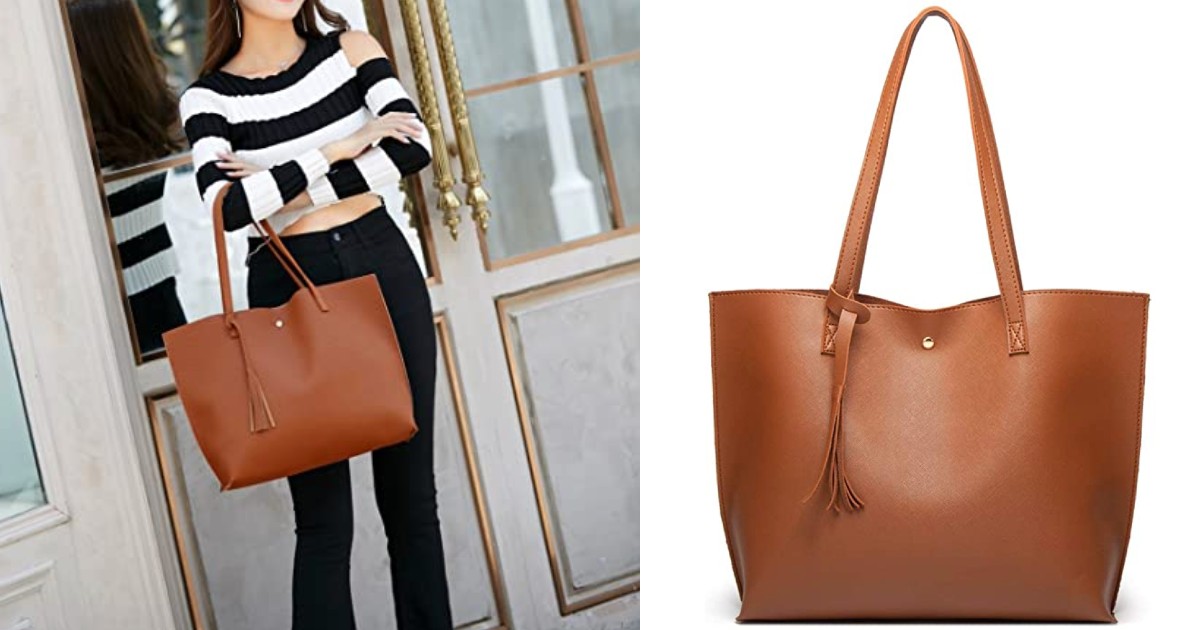 Soft Faux Leather Tote Shoulder Bag ONLY $14.99 (Reg $31)