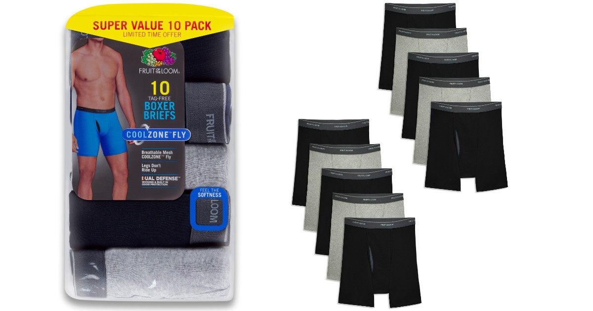 Fruit of the Loom Men’s Boxer Briefs 10-Pk ONLY $14.46 (Reg $30)