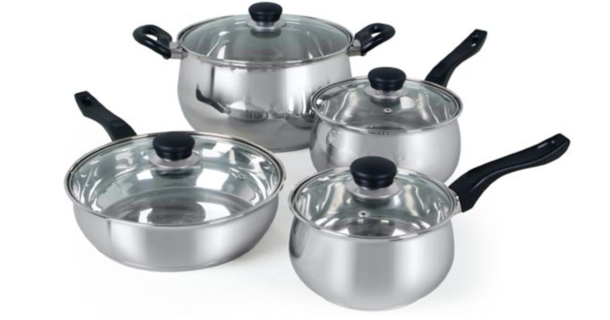 Stainless Steel Cookware 8 Piece Set ONLY $29 (Reg $100)