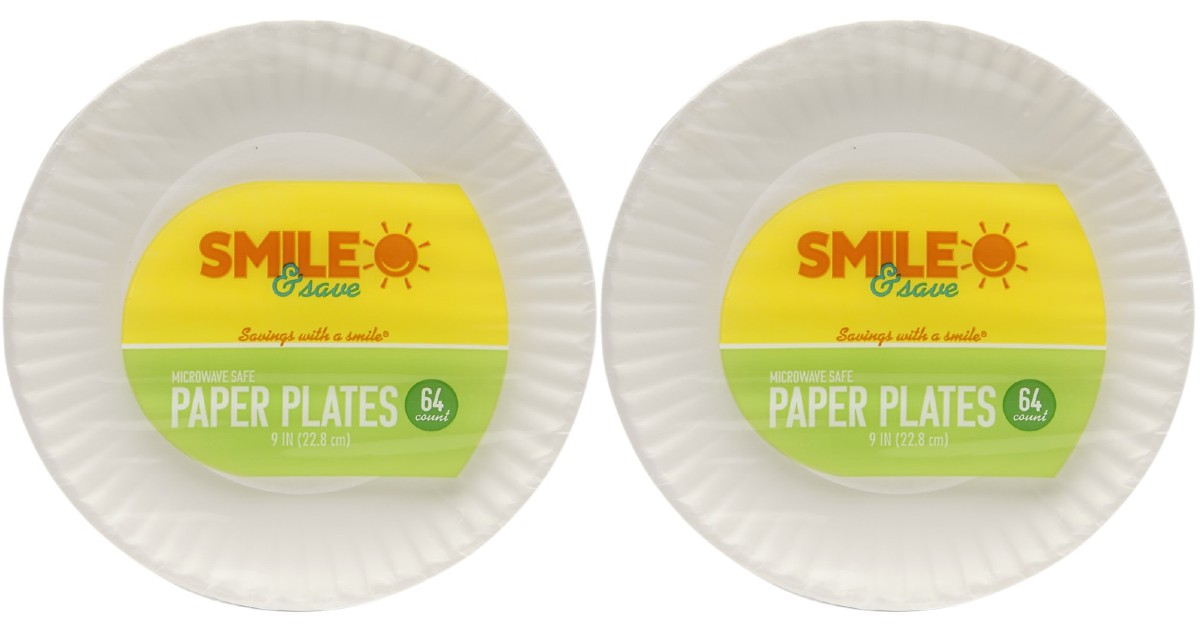 Smile & Save Paper Plates 64-Pack ONLY $0.99 at Walgreens 