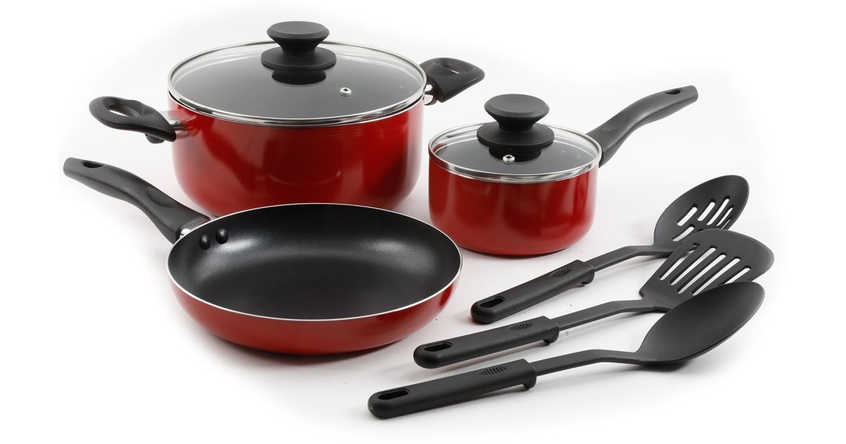 Gibson Red 8-Piece Non-Stick Cookware Set  