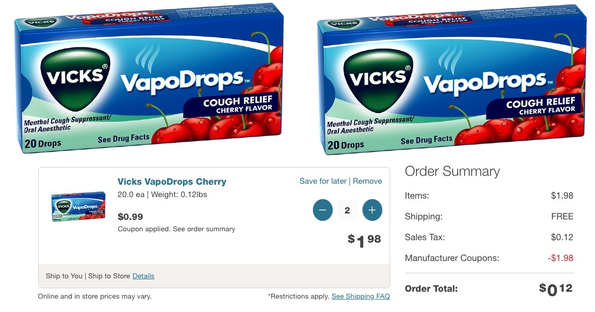 Free Vicks VapoDrops at Walgreens