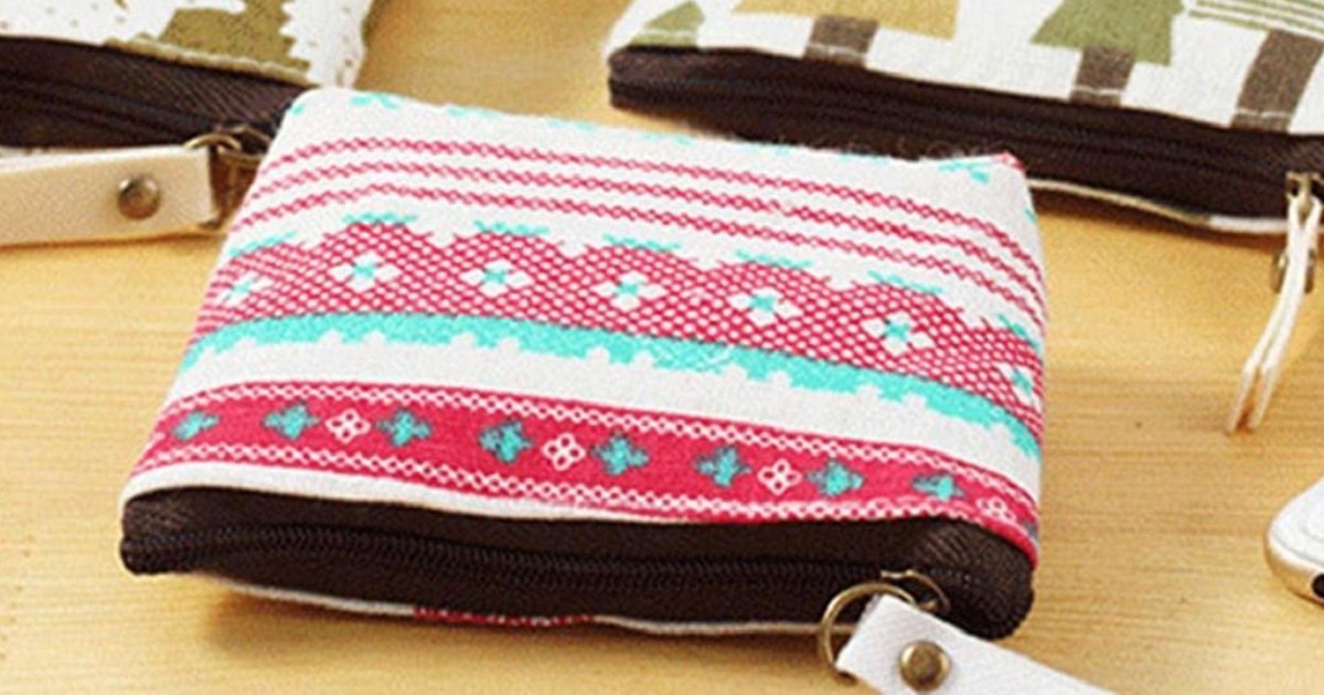 Polytree Printed Canvas Coin Purse Holder ONLY $1.99 Shipped