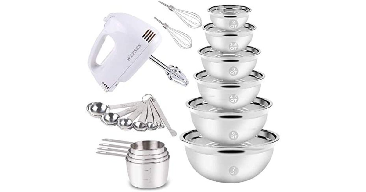 Electric Hand Mixer Mixing Bowls Set ONLY 31.44 (Reg 68) Daily