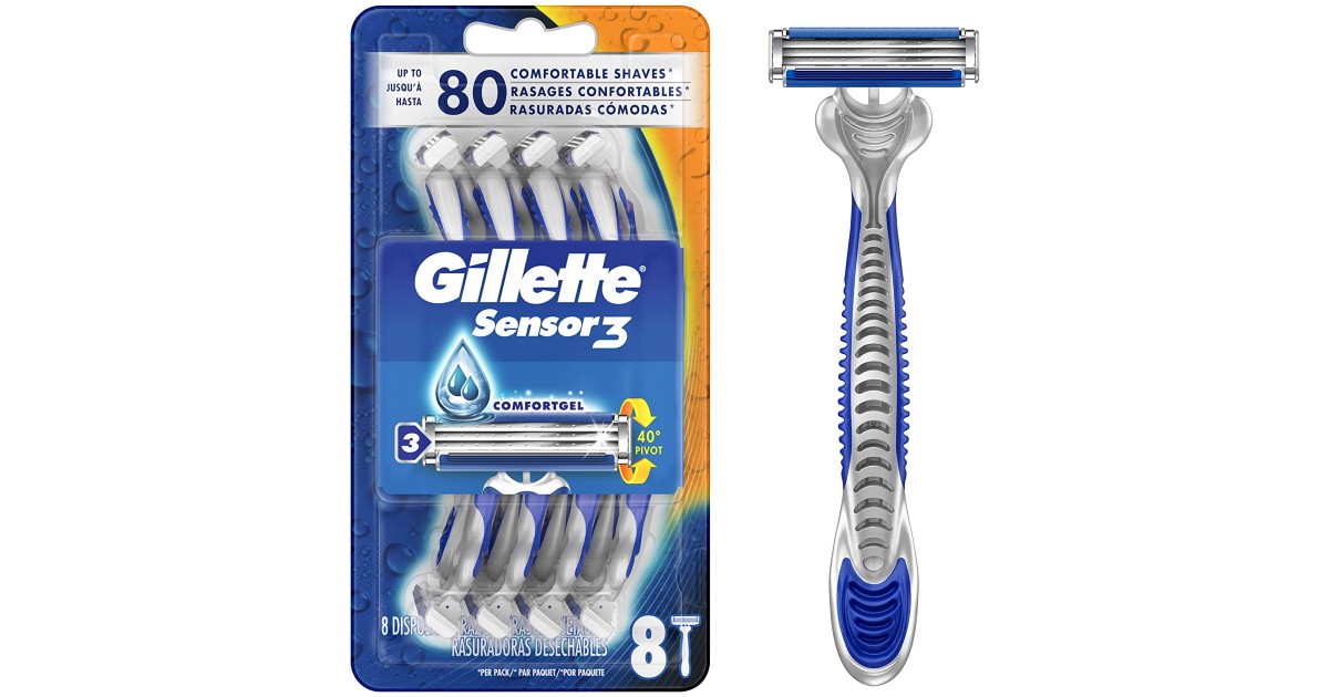 Gillette Sensor3 Men's Disposable Razor 8-ct ONLY $3.99 (Reg $9)