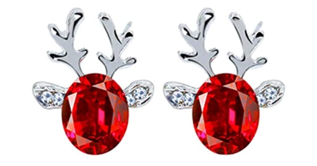 Rhinestone Christmas Reindeer Earrings Studs ONLY $1 Shipped