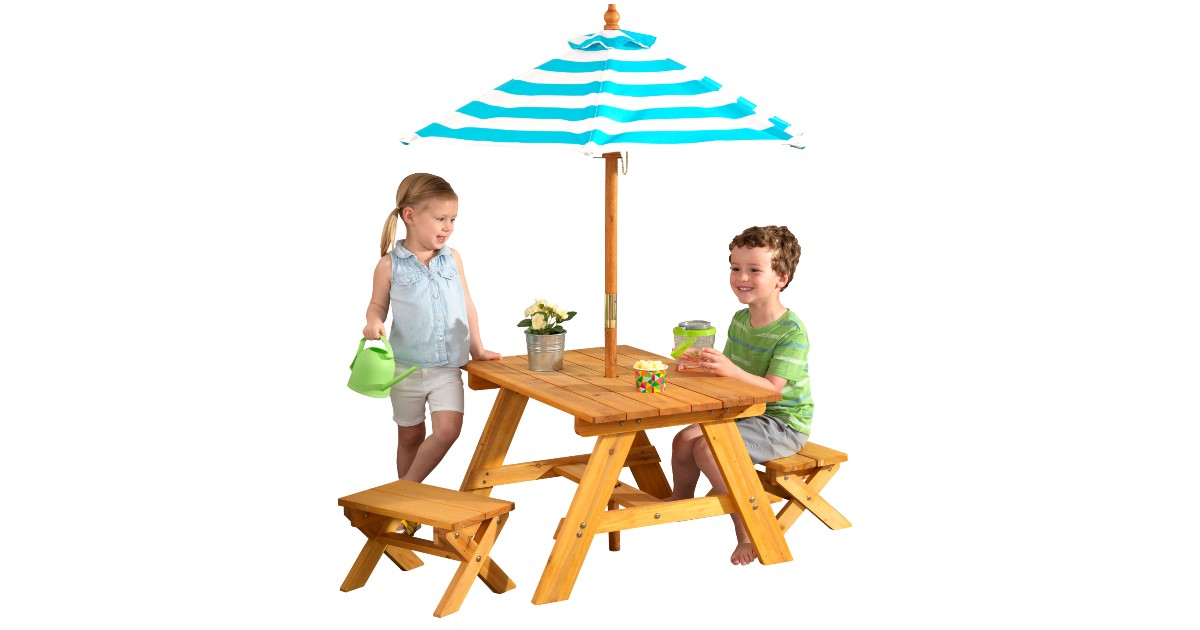 KidKraft Outdoor Table & Bench Umbrella ONLY $66.33 (Reg. $154)