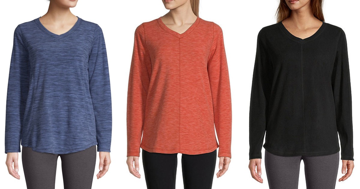 V Neck Long Sleeve Fleece Pullovers ONLY $6.99  (Reg $22)