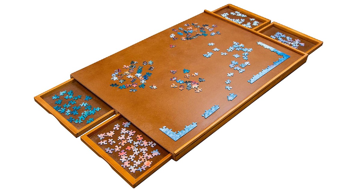 Wooden Jigsaw Puzzle Table w/4 Storage & Sorting Drawers $48 Shipped