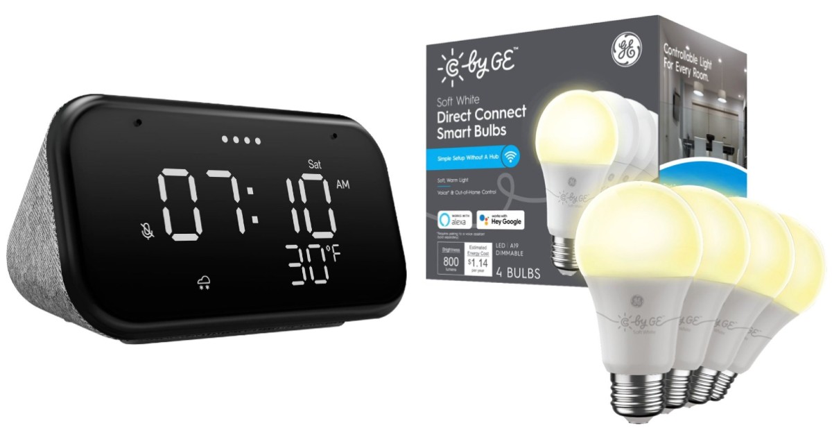 Lenovo Smart Clock w/ 4 Smart Light Bulbs ONLY $29.99 (Reg $95)