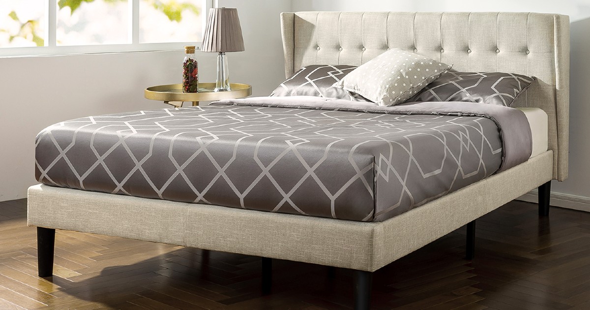 Upholstered King Size Platform Bed ONLY $150 Shipped (Reg $299)