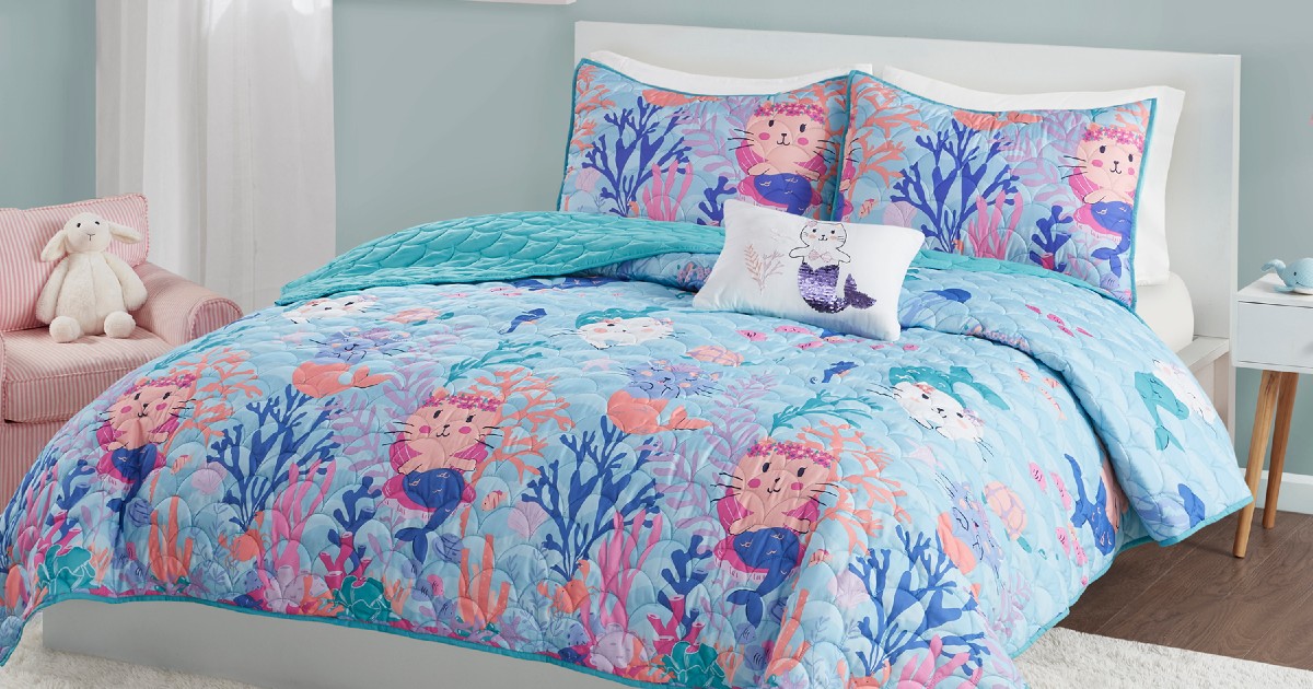 Blue Purrmaid 3-Piece Bedspread Set