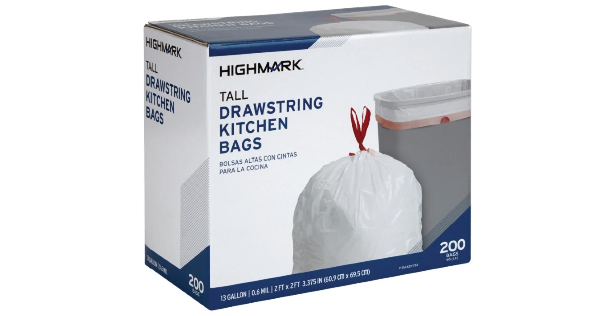 Highmark Drawstring Kitchen Trash Bags 200ct ONLY 8 (Reg 22) Daily